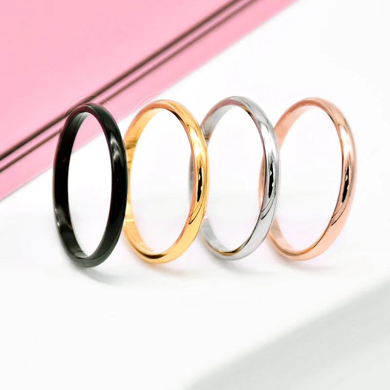 DARHSEN Fashion Jewelry Simple Women Rings Solid Polished Stainless Steel Black Silver Rose gold Color US size 3 4 5 6 7 8
