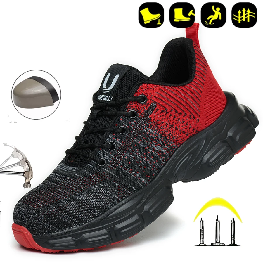 Work Sneakers Steel Toe Shoes Men Safety Shoes Puncture-Proof Work Shoes Boots Fashion Indestructible Footwear Security