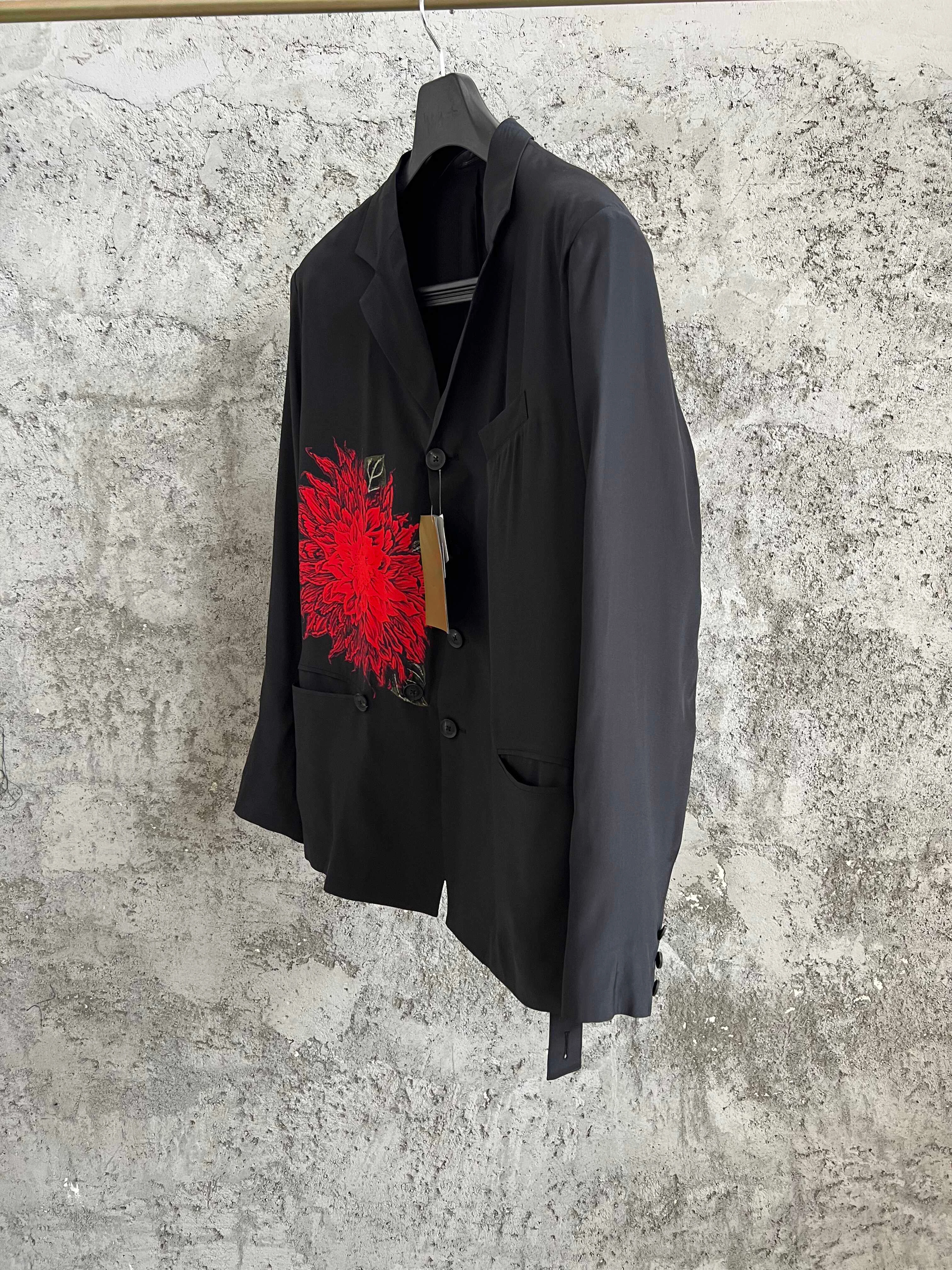 TOP-YAMAMOTO Dahlia Silk Jacket for men and women, printed Japanese mulberry silk suit, thin coat