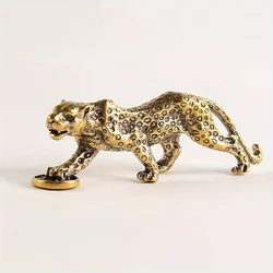1pc Vintage Brass Metal Leopard Ornament,Decorative Desk Accessory,Office Desktop Decor,  Home Decoration,Money Leopard Figurine