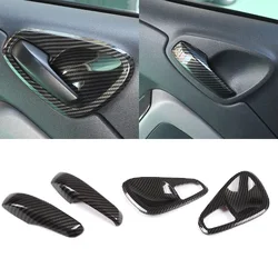 For Mercedes Smart Fortwo 451 2009-2014 Carbon fiber Car Interior Door Armrest Handle Cover Trim Door Bowl Frame Stickers