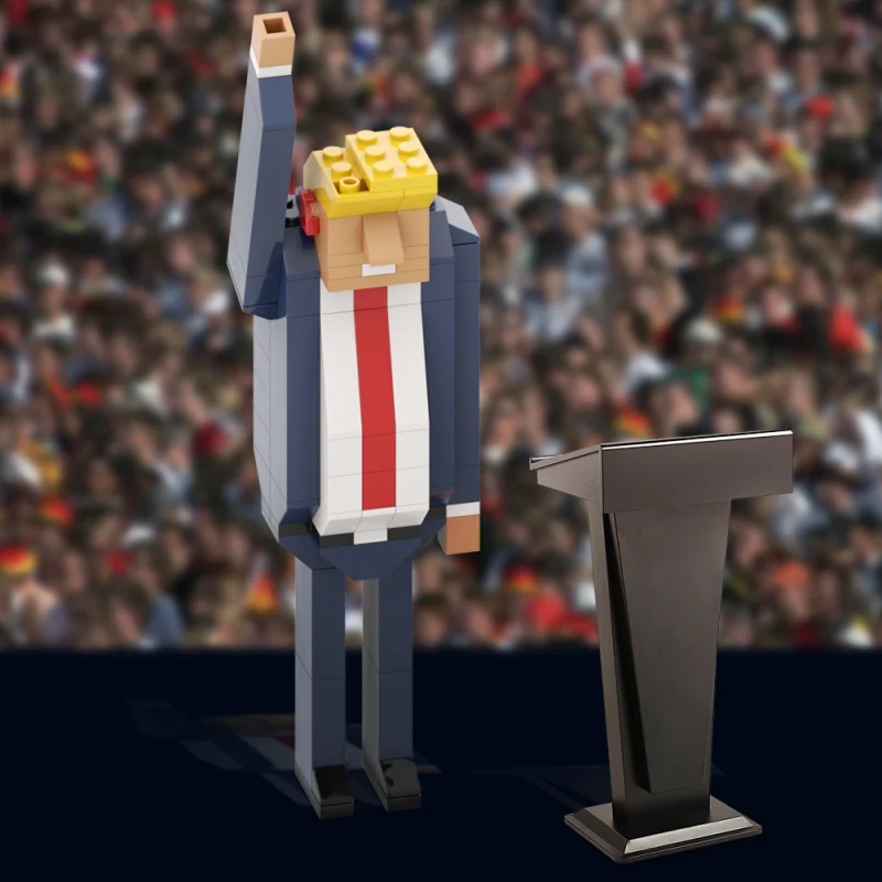 MOC Trump – blocs de construction de modèle de dessin animé, candidat présidentiel américain, Mini figurine d'action créative, jouet en brique assemblé, cadeau pour enfant