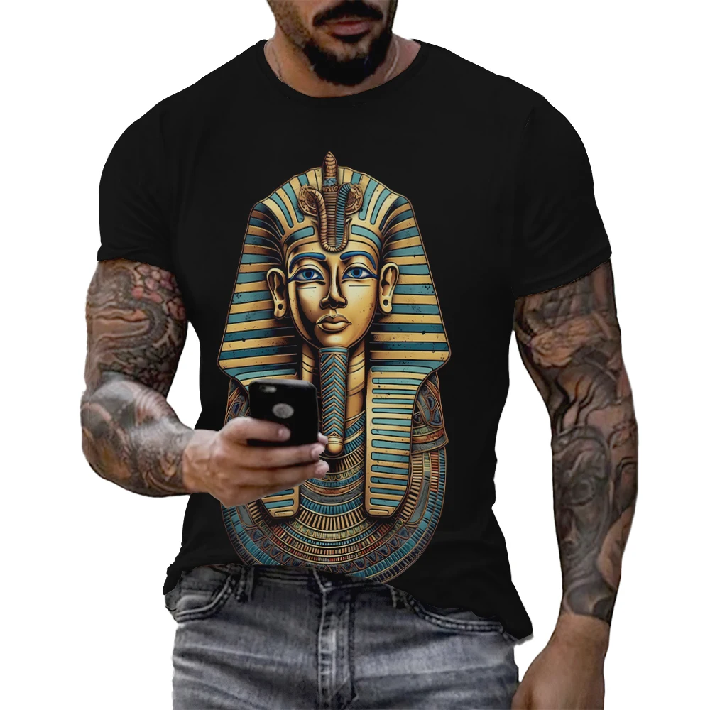 Ancient Egypt Pharaoh Symbol T-Shirts Vintage Egyptian Pyramid Graphic T Shirt Casual Unisex Fashion Oversized Men Clothing Tops