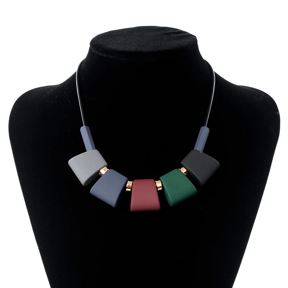 Women\'s Multi Color Acrylic Necklace Statement Necklaces & Pendants Colorful Maxi Geometric Fashion Jewelry for Women SP003