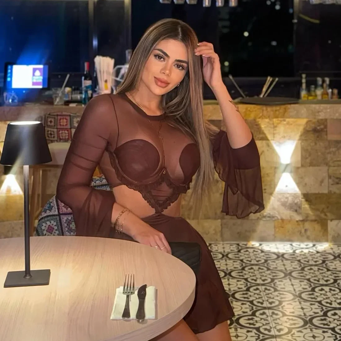 DSMTRC Donna O-Collo Manica intera Volant Hollow Abiti senza vita Midnight Club Party Abiti aderenti sexy Mini abito patchwork in rete