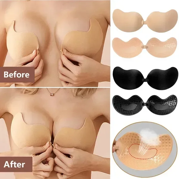 

Invisible Front Push Silicone Seamless Sticky Underwear Self-adhesive Strapless New Women Backless Bra Lette Closure Up