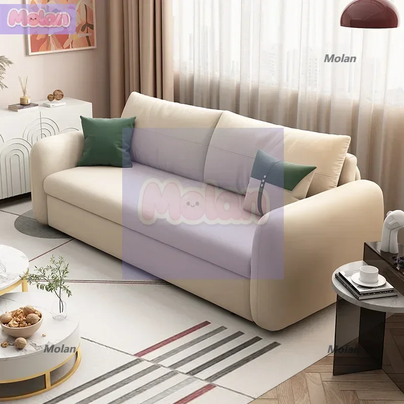 

Technology cloth sofa bed dual-purpose foldable single double push-pull small apartment storage special two-purpose bed cream wi