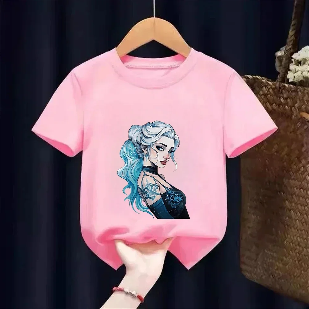 

Summer Cotton Children T-shirt Streetwear Casual Fashion Kawaii Frozen Cartoon Print Kid Baby Top Tee Short Sleeve Girls Clothes