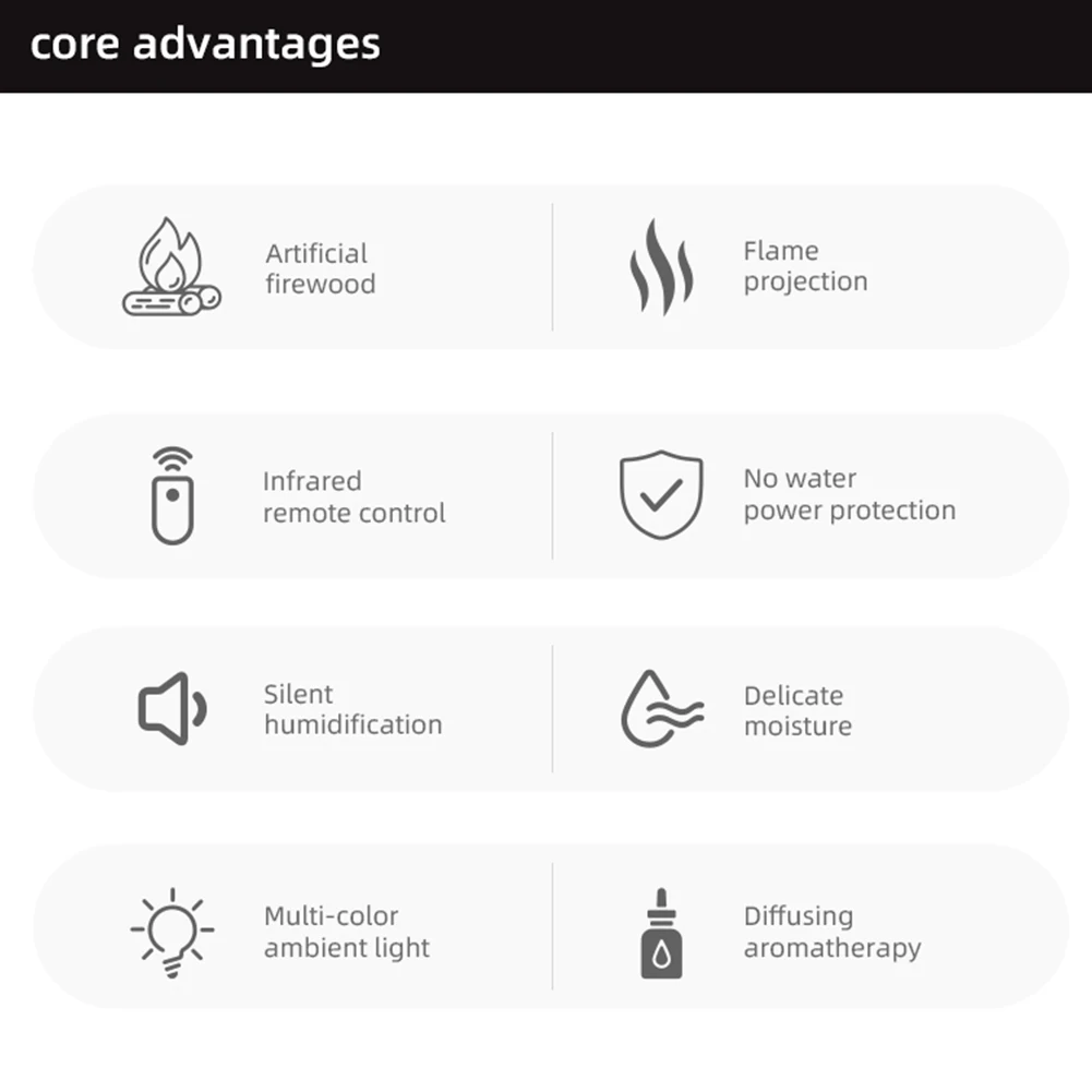 Диффузор масла для пламени, камина, увлажнитель воздуха, прочный ароматизатор для спальни, безводный ароматический диффузор эфирного масла с дистанционным таймером