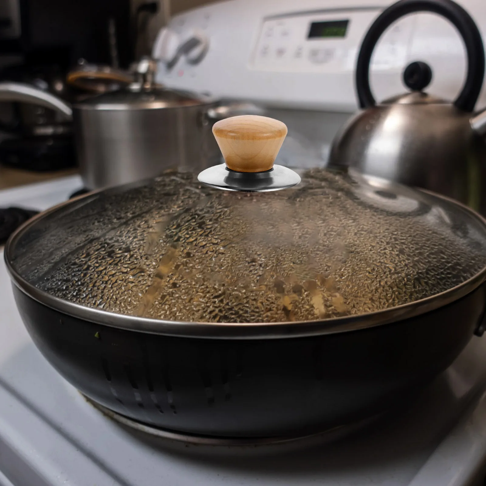 

3 Sets Anti-scalding Pot Lid Knobs Small Size Stainless Steel Base Universal Cookware Replacement Round Handles Heat