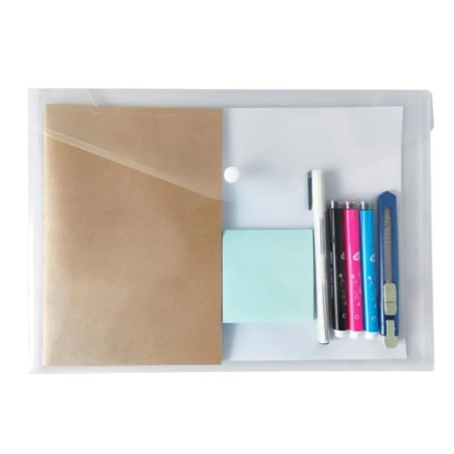 20 قطعة مغلف بلاستيكي شفاف مع زر إغلاق Sp البلاستيك مقاوم للماء مغلف مجلد ملفات مجلد شفاف للمستندات Le