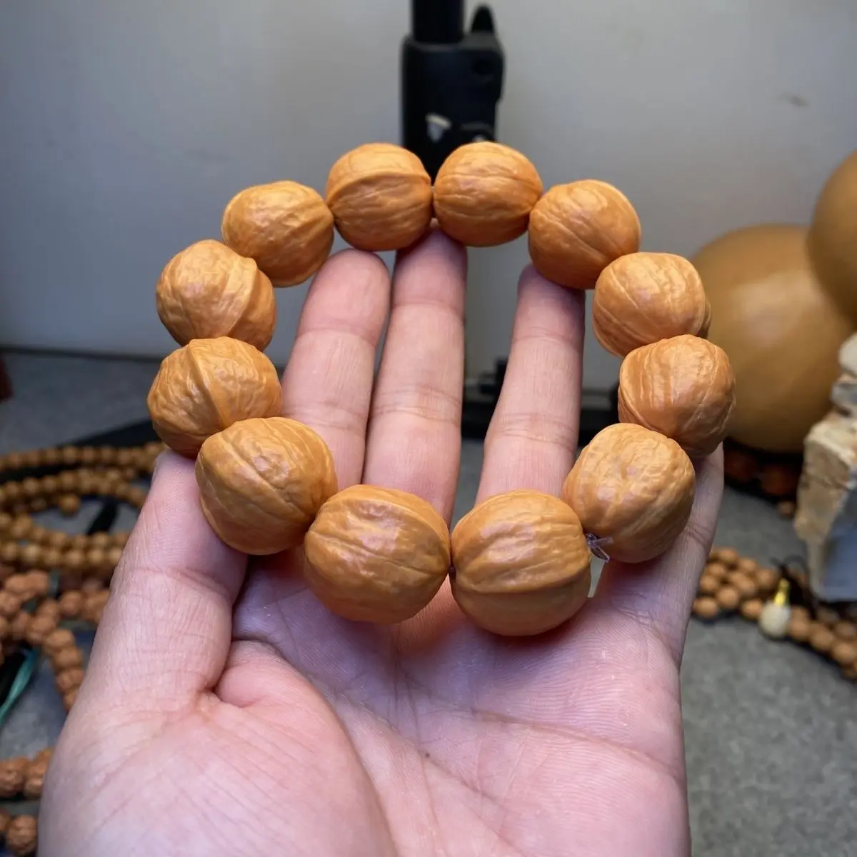 Chinese Style Lucky Walnut Beaded Bracelet Traditional Wenwan Bracelet For Men Women Fortune Blessing Prayer Jewelry Ideal Gift