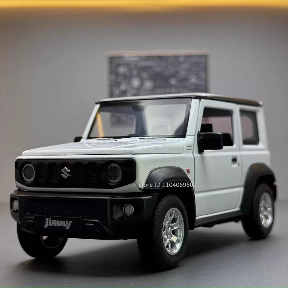 1:24 Suzuki Jimny Car Model Toys Alloy Diecast SUV 4 Doors Opened Pull Back Sound Light Shock Absorption Ornament Vehicles Gifts