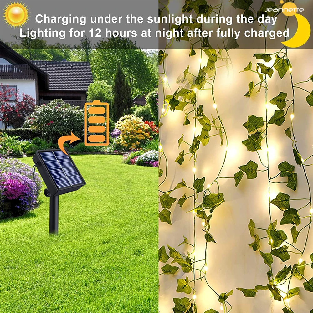 Solar Fairy String Lights Maple Leaf Waterproof Outdoor Garland 10M/5M/2M Solar Lamp Christmas Garden Wedding Party Decoration