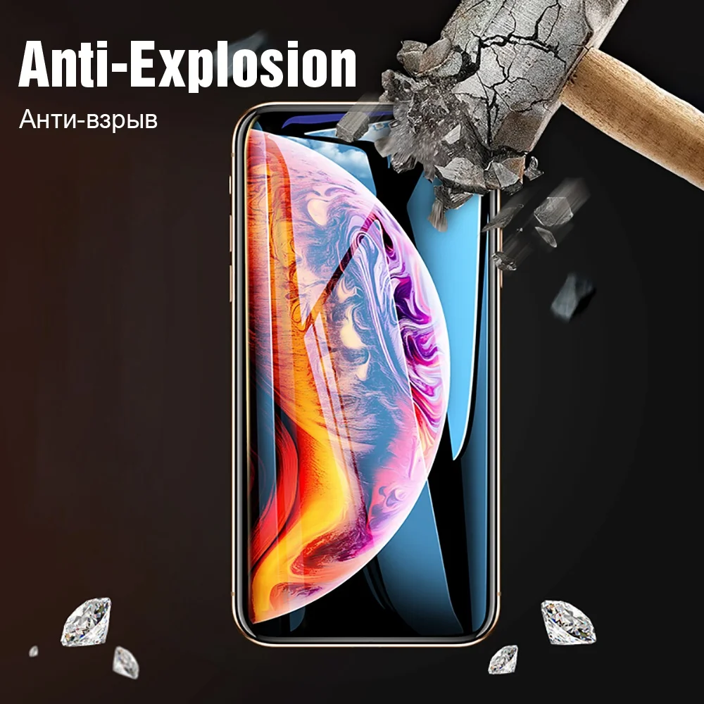 2 قطعة مكافحة بلو راي الزجاج المقسى آيفون 16E 16 15 14 13 12 mini 11 Pro X XR XS Max 6S 7 8 Plus غطاء كامل واقي للشاشة