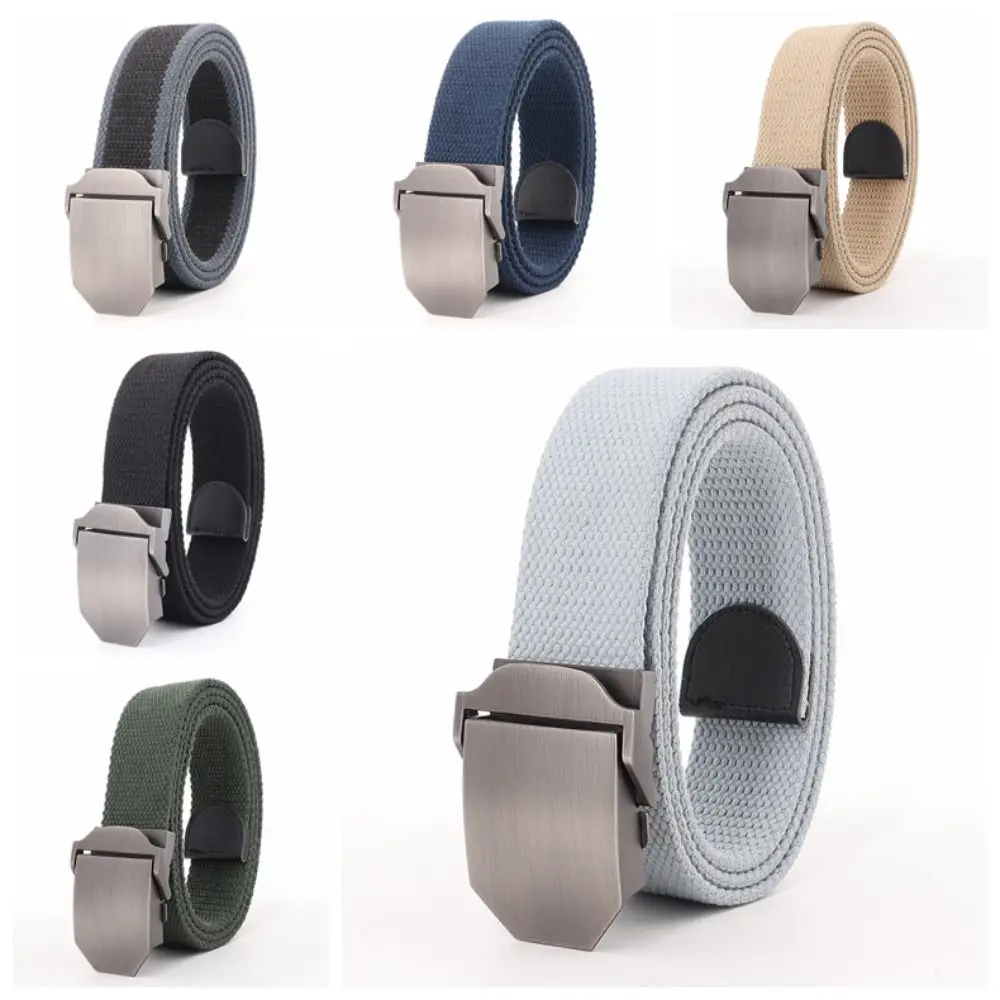 التباين اللون قابل للتعديل الرجال النسيج حزام سبيكة الملمس قماش حزام التلقائي مشبك دائم قوي القماش حزام الهدايا #6