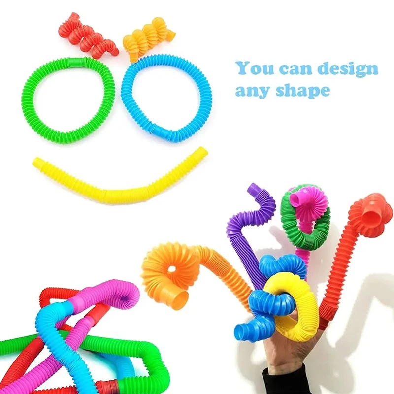 8-32pcs Pop Tubes Sensory Fidget Toys Stress Anxiety Relief Squeeze Toy Toddlers Stretch Tube Kids Birthday Party Favors Gifts