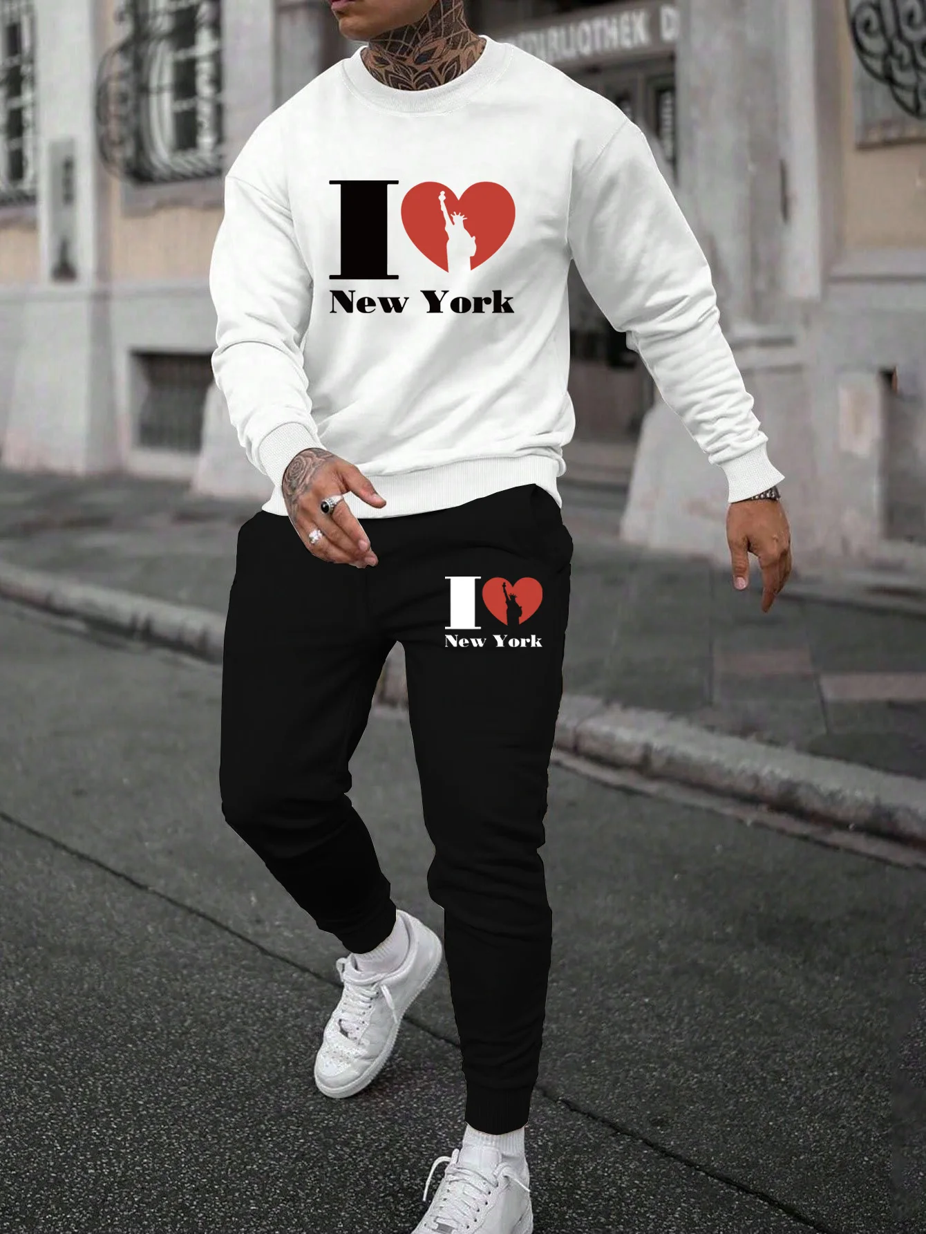 

Autumn and Winter Men Long Sleeved Set Love Men Printed Long Sleeved Set Men Quick Drying Breathable Shorts Comfortable Set