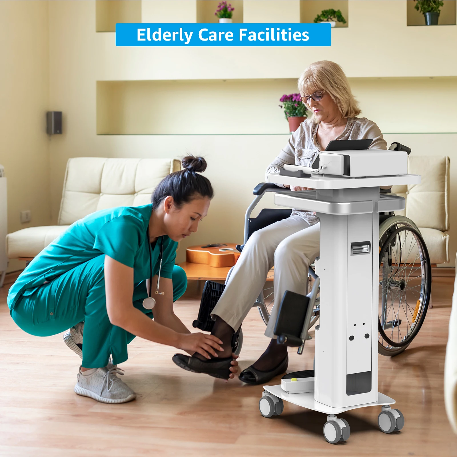 Dental Implants Teeth Tool Cart Beauty Medical Car With Handrails and Brakes Mobile Cabinet Storage Trolley