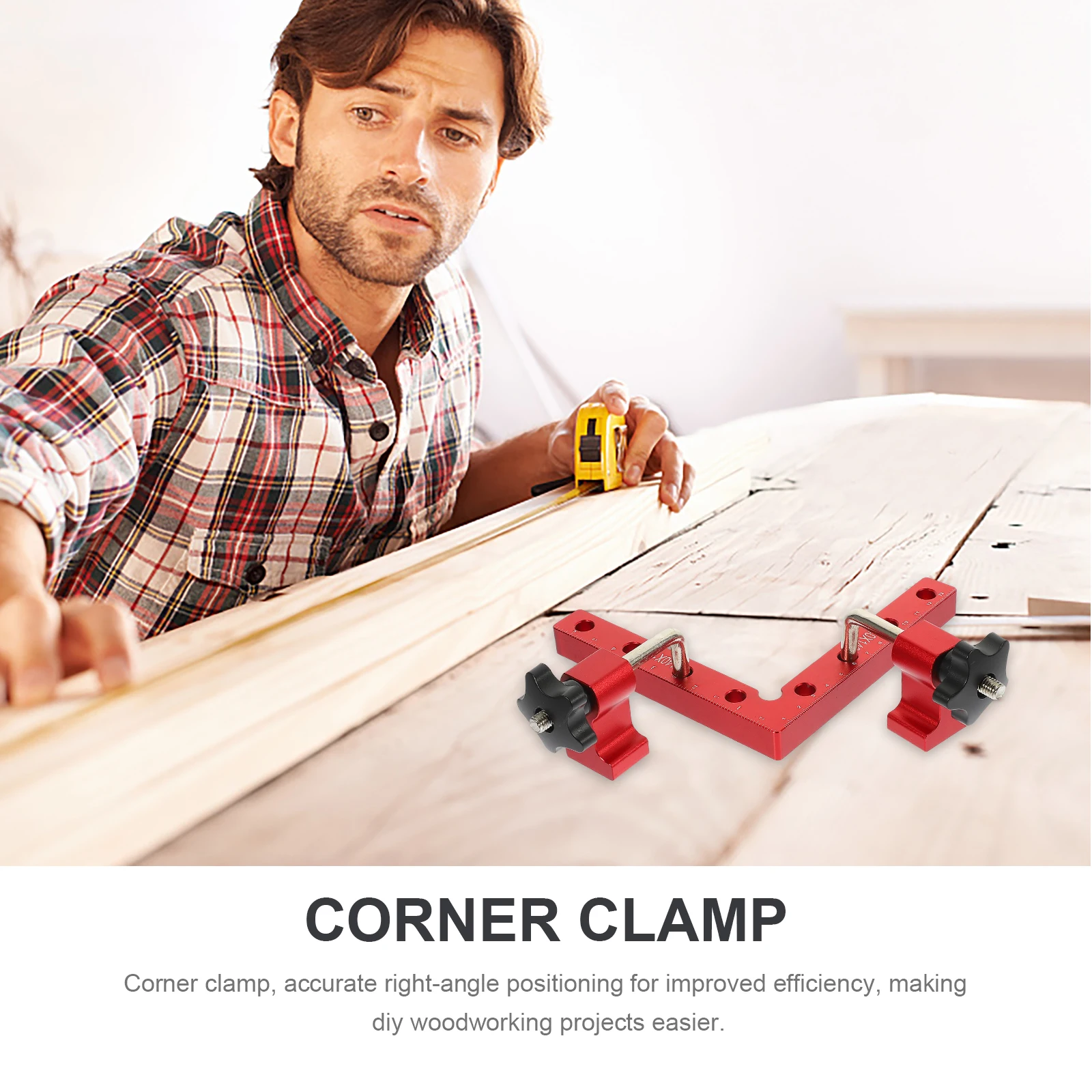 

Right Angle Ruler Three-piece Set Positioning Clamp Corner Tool Clamps for Woodworking Box Red Fixing Aluminium