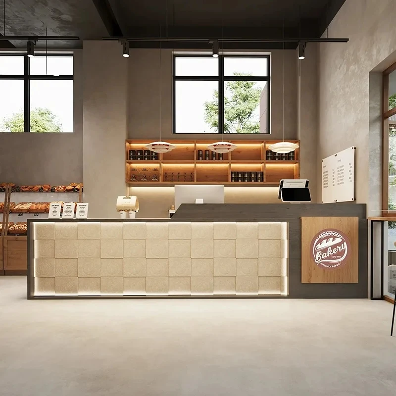 custom.Customizable Reception Desk Display Cabinet Catering Milk Tea Coffee Hotels Company Exhibitions Front Desk Cashier Sh