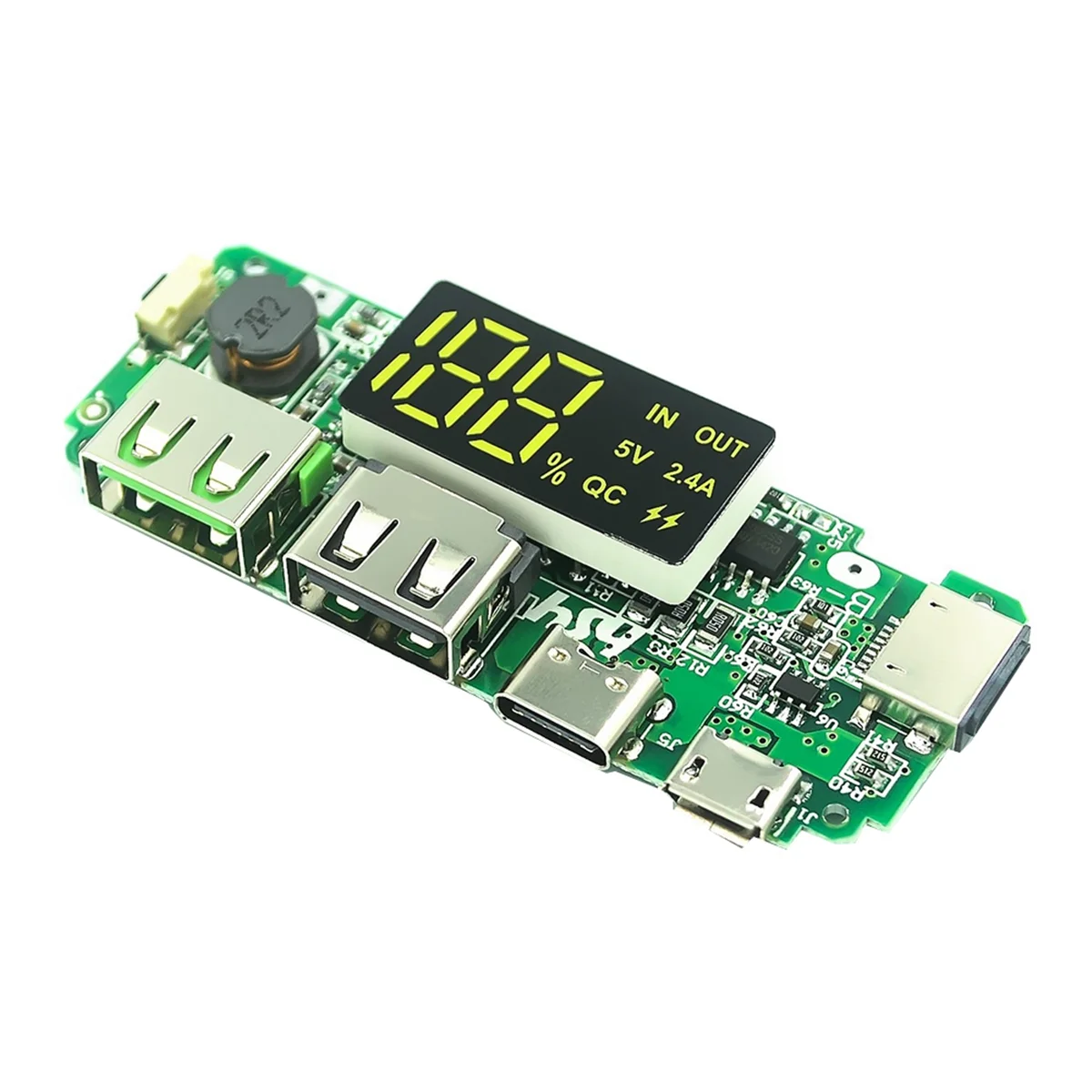 ABSQ-18650 Lithium Battery Digital Display Charging Module 5V 2.4A Three Charging Port with Display Boost Module