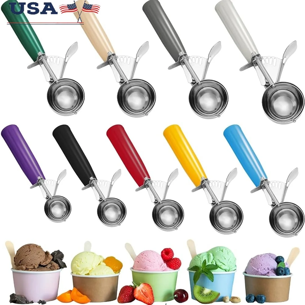 

9 Pcs Stainless Steel Ice Cream Scoops Cookie Dough Portion Control Scoop Multi Color Baking Tool Cookies Meatballs Desserts