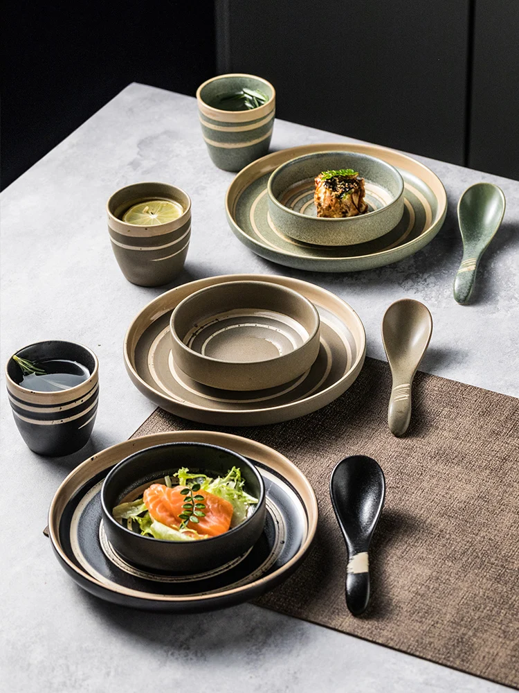 

Japanese Style Ceramic Bowl Plate Set Dining Utensils One Person Meal Commercial Restaurant Barbecue Shop Individual Combinat...