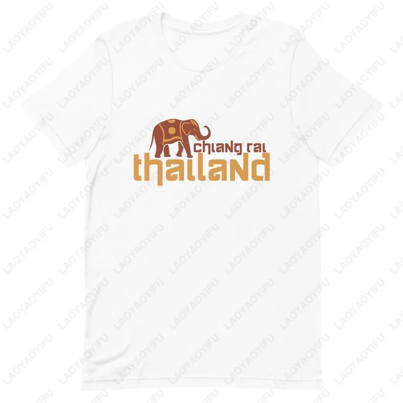 Thailand Elephant Gift CHIANG RAI T-Shirt Thai Travel Souvenir Gift Shirt Funny Print Pattern Tops Summer Casual Cotton Soft Tee