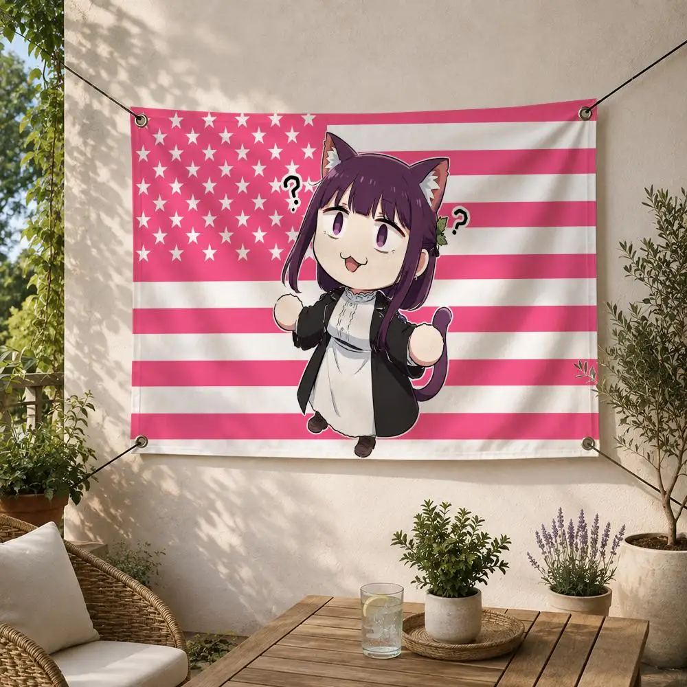 Fantasy Anime Character F-Fern Flags Decorative Flag Banner for Outdoor Garden Yard Camping Party Home Wall Hanging Decor