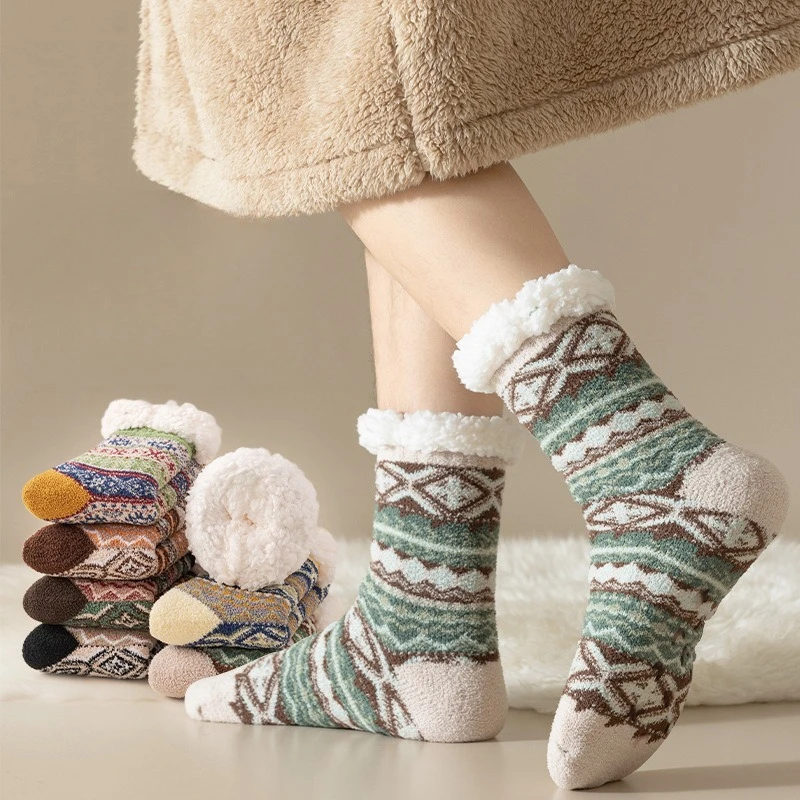 

Ethnic Style Lamb Wool Socks Men Winter Thickened Terry Warm Medium Tube Plush Cold-proof Floor Socks