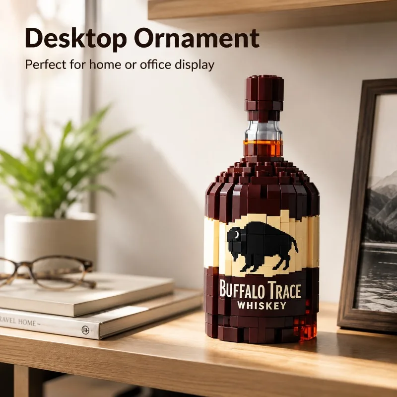 Buffalo Trace Building Block Bottle Decoration Creative Brick Ornament for Home Bar Man Cave and Desktop Display