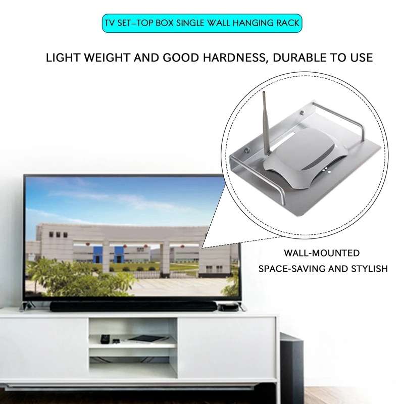 3X TV Box Router Set-Top Boxes Mini PC DVD Player Single-Layer Space Aluminum Wall Mount Storage Shelf Bracket