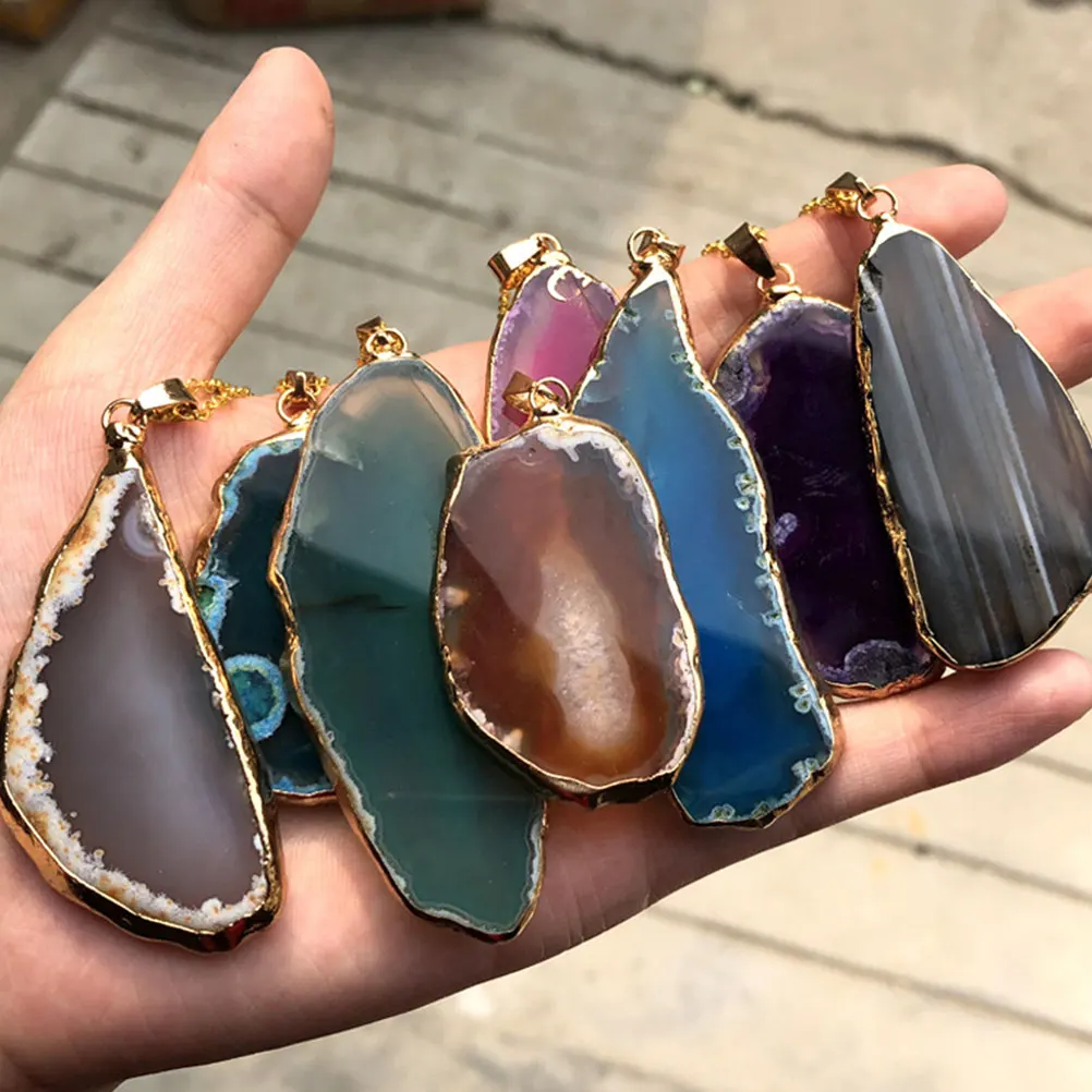 

3 Pcs Agate Stone Pendant Charm Accessories for DIY Necklace Bracelet Earrings Cellphone Decor Natural Slice Jewelry