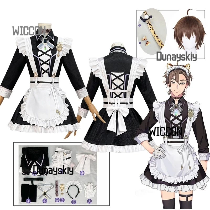 Juego de Anime NU carnaval Cosplay lindo uniforme Eiden disfraz sirvienta vestido de Lolita pelucas Sexy mujeres hombres Halloween Cos alta calidad