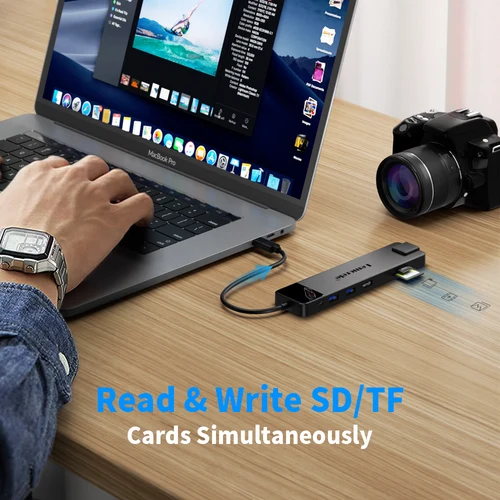 Imagen 2 del producto Lemorele TC100 Hub USB de 13 Puertos 3.0 de Alta Velocidad, Hub USB Tipo C, HDMI 4K, RJ45 1000mbps, Tipo C a USB, SD, TF para MacBook, iPad