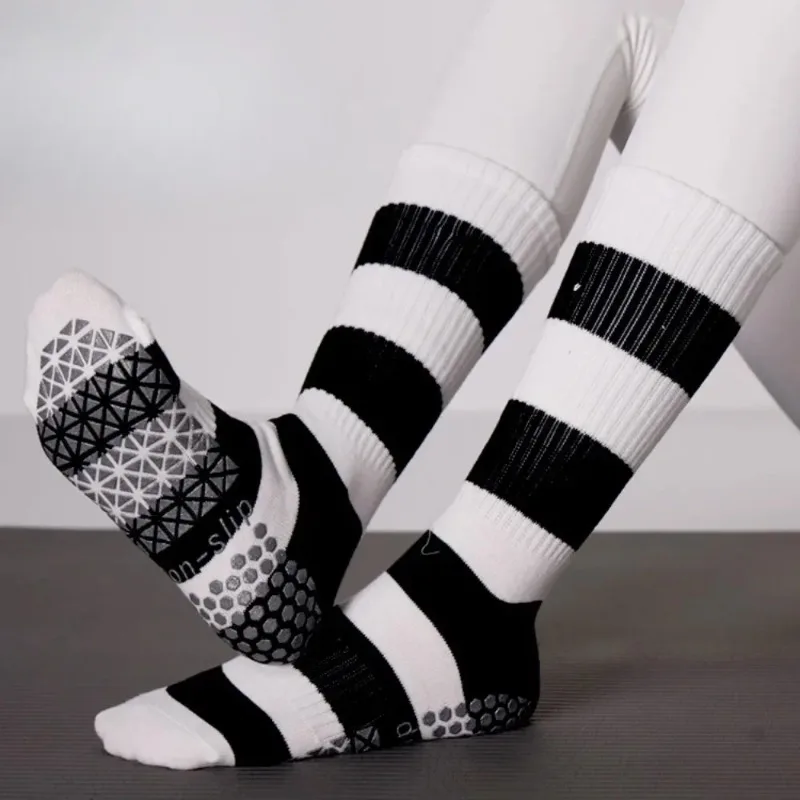 

New Pink Black Striped Yoga Pilates Socks Indoor Professional Silicone Non-slip Sports Socks Women Floor Gym Fitness Floor Socks