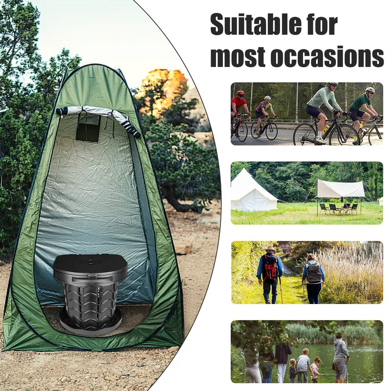 Toilette Portable Réglable pour Camping, Siège Pliable E27, Idéal pour l'Extérieur, Randonnée, Pêche, Enfant et Adulte