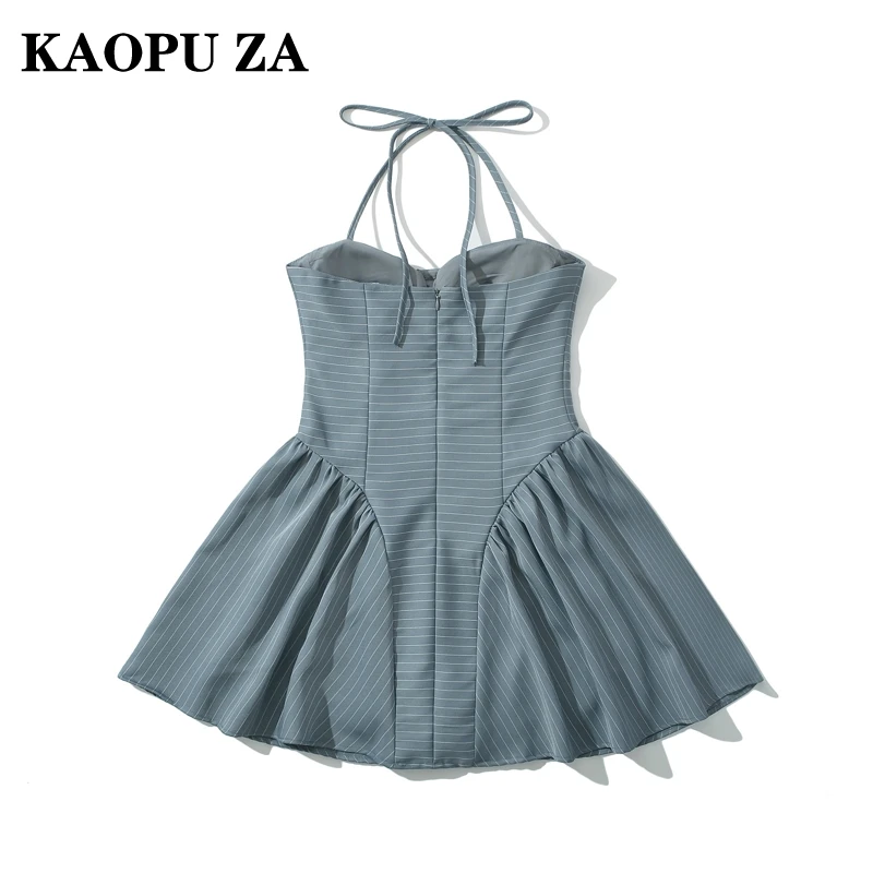 KAOPU ZA 2024 Spring Woman Streetwear Sleeveless Strapless dress Glamorous Autumn Wear Woman's Dresses Mini Skirt A-lineskirt