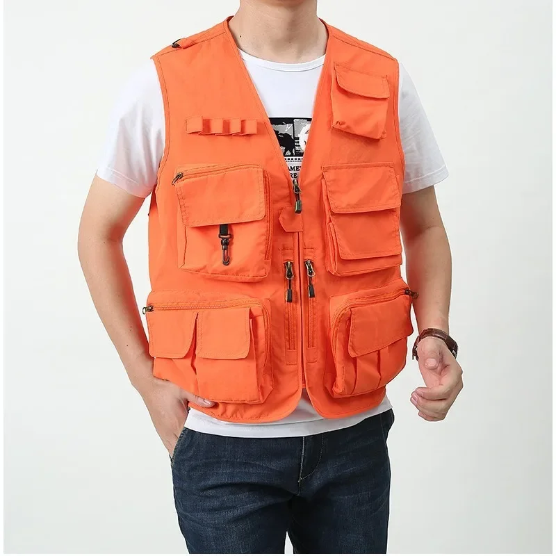 

Camping Vest Sleeveless Jacket Biker Multi-pockets Men's Clothing Work Hunting Multipocket Man Leisure Pocket Coat