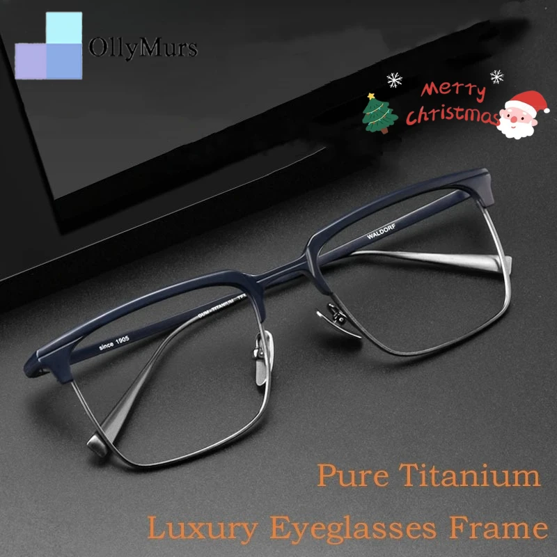 OLLYMURS titanio calidad final moda Retro cuadrado negocios gafas puras prescripción óptica gafas de lujo marco hombres S1905