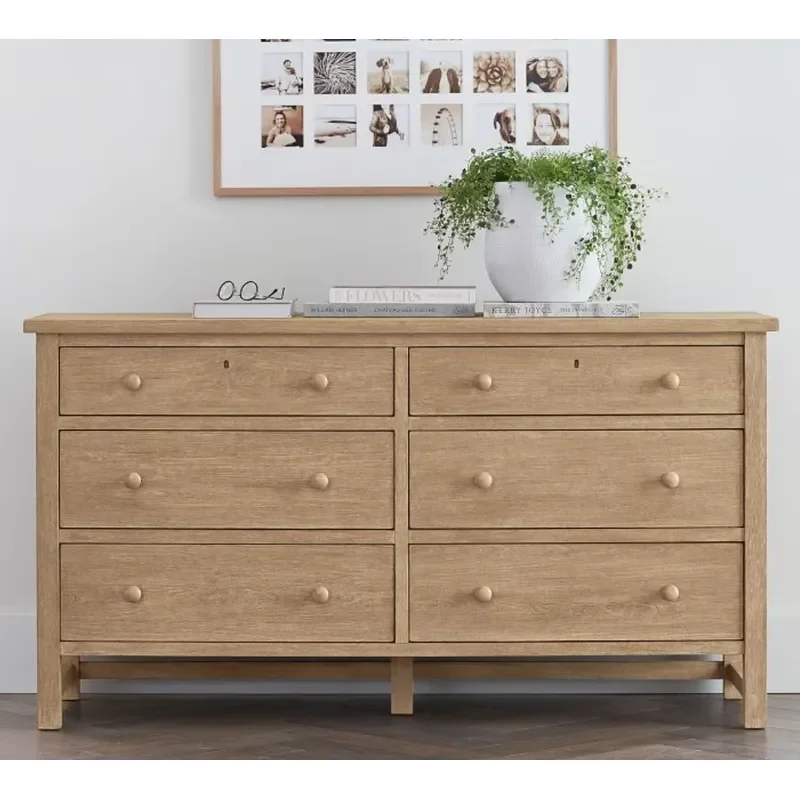 American Country Style Antique Six Drawer Wooden Cabinet