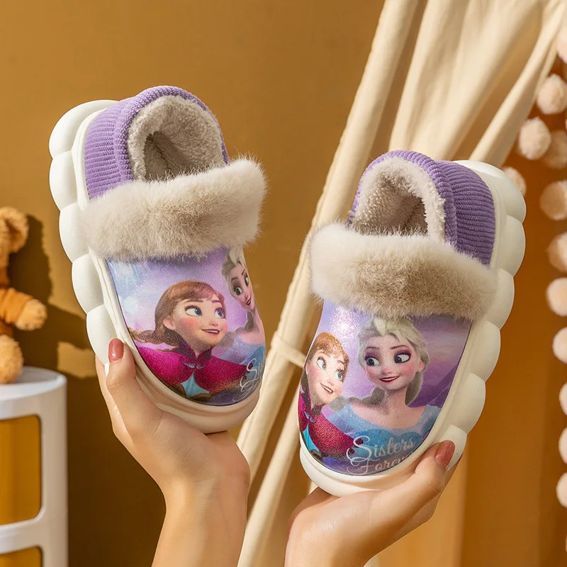 Hot Sale Frozen katoenen kinderpantoffels Winter Elsa Princess Ouder-kind meisjesschoenen Antislip thuis Warme schattige babyslippers