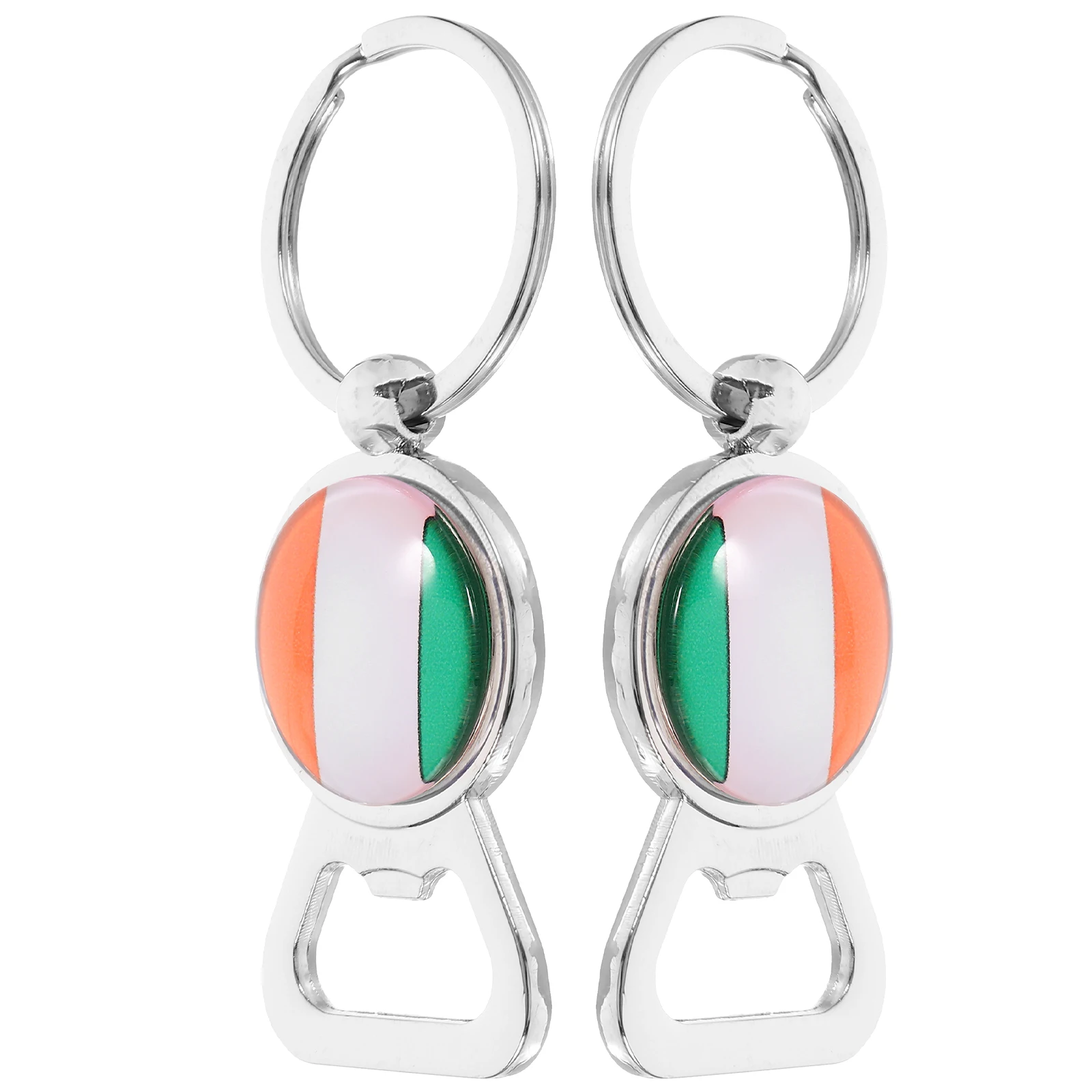

2 Pcs Shaped Flag Bottle Opener Keychain Decoration Cool Metal Openers Father