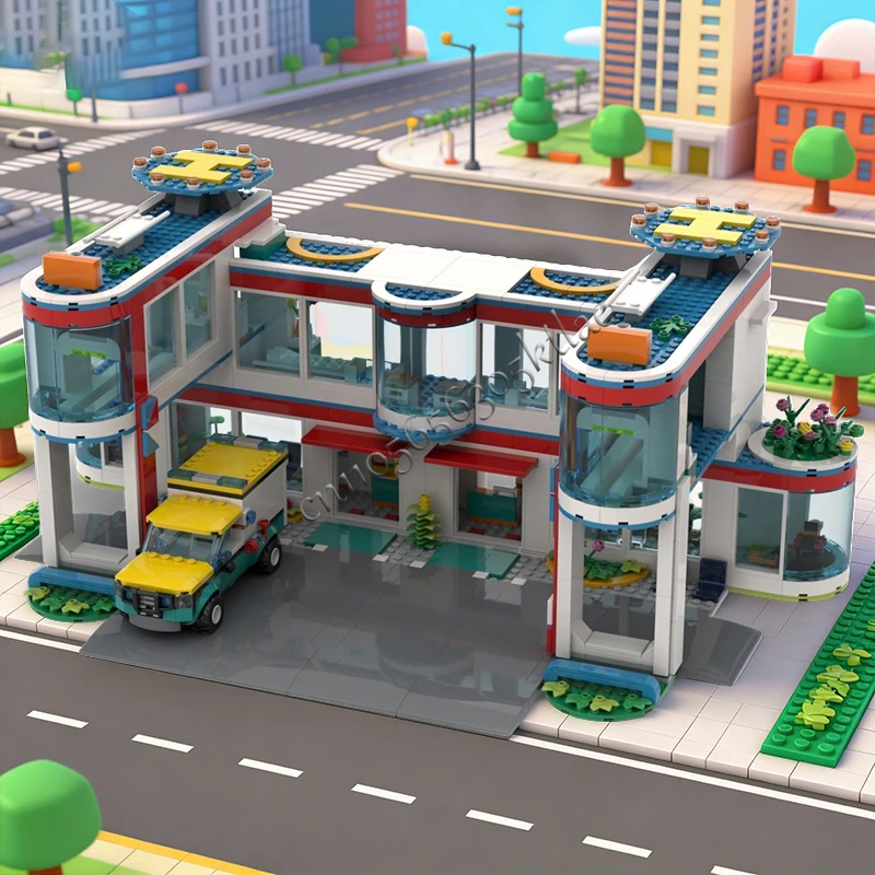 1278 PCS 하우스 스트리트 병원 MOC 맞춤형 모듈식 빌딩 블록 창의적 디자인 모델 디자인 브릭 DIY 조립 장난감 선물