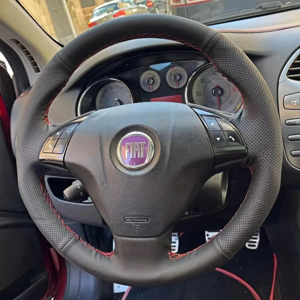 Customized Car Steering Wheel Braid Cover Hand Sewing Microfiber Leather For Fiat Bravo Doblo Opel Combo Grande Punto Linea Qubo