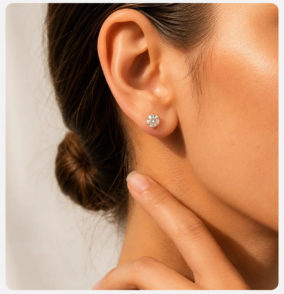 Vnox Vergoldete Bunte Zirkonia-Ohrstecker für Damen, Edelstahl-Geburtsstein-Ohrringe, Statement-Schmuck, Allergiefrei – Detail 3