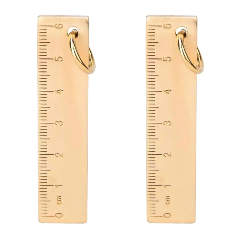 

2Pc 6Cm Small Copper Ruler 3Mm Thickened Brass Metal Ruler Copper Key Pendant Number Plate Drafting Supplies Mini Rulers