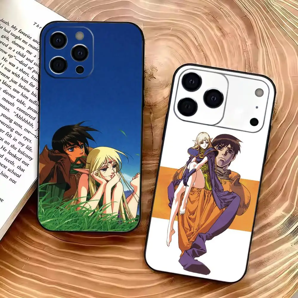 Funda de Teléfono Vintage de Anime Record of Lodoss War para iPhone 17, 16, 15, 14, 13, 12, 11 Pro Max, 16/15/14 Plus, XS, Cubierta Suave Negra