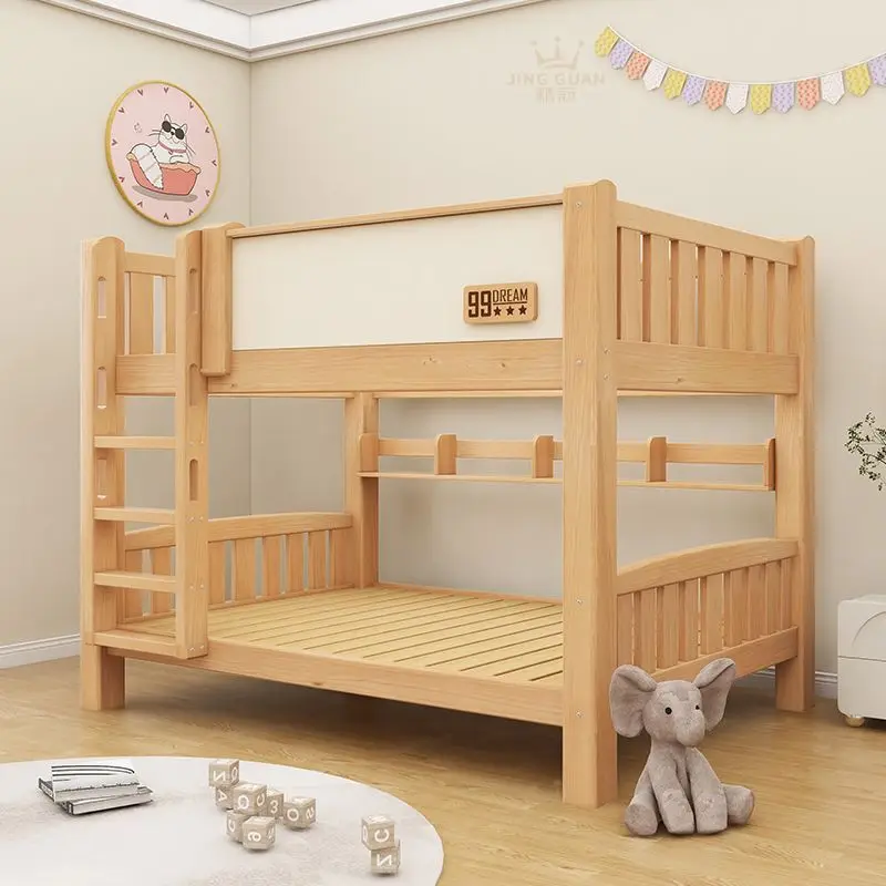 Customizable upper and lower same width solid wood mother and child bed high and low bed bunk bed